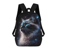 sinyumoney Cartoon Galactic Cat Portrait -6 Children's 17 Inch Backpacks 3D Printed Rucksack for Kids Travel Rucksacks Book Bags Kids School Bag