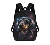 sinyumoney Cartoon Galactic Dachshund Portrait -6 Children's 17 Inch Backpacks 3D Printed Rucksack for Kids Travel Rucksacks Book Bags Kids School Bag