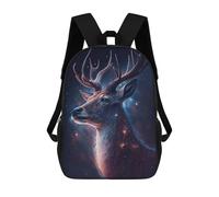 sinyumoney Cartoon Galactic Deer Portrait-1 Children's 17 Inch Backpacks 3D Printed Rucksack for Kids Travel Rucksacks Book Bags Kids School Bag