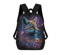 sinyumoney Cartoon Galactic Fox Fantasy Art Print Children's 17 Inch Backpacks 3D Printed Rucksack for Kids Travel Rucksacks Book Bags Kids School Bag