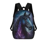 sinyumoney Cartoon Galactic Horse Art Print-2 Children's 17 Inch Backpacks 3D Printed Rucksack for Kids Travel Rucksacks Book Bags Kids School Bag