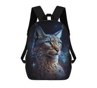 sinyumoney Cartoon Galactic Lynx Portrait -1 Children's 17 Inch Backpacks 3D Printed Rucksack for Kids Travel Rucksacks Book Bags Kids School Bag
