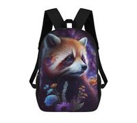 sinyumoney Cartoon Galactic Red Panda with Flowers -1 3D Printed 17 Inch School Children's Backpacks 3D Printed Cool School Bag for Boys Elementary And Middle