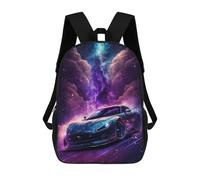 sinyumoney Cartoon Galactic Sports Car Artwork-7 3D Printed 17 Inch School Children's Backpacks 3D Printed Cool School Bag for Boys Elementary And Middle