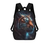 sinyumoney Cartoon Galactic Tiger Portrait-25 Children's 17 Inch Backpacks 3D Printed Rucksack for Kids Travel Rucksacks Book Bags Kids School Bag