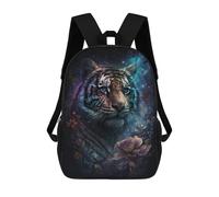 sinyumoney Cartoon Galactic Tiger Portrait-4 Children's 17 Inch Backpacks 3D Printed Rucksack for Kids Travel Rucksacks Book Bags Kids School Bag