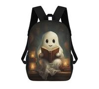 sinyumoney Cartoon Ghost Reading Book Children's 17 Inch Backpacks 3D Printed Backpack for Kids Travel Rucksacks Book Bags Kids School Bag