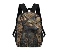 sinyumoney Cartoon Gilded Guardian Fox Art Deco Children's 17 Inch Backpacks 3D Printed Backpack for Kids Travel Rucksacks Book Bags Kids School Bag