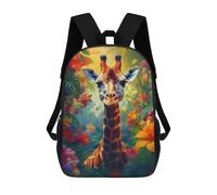 sinyumoney Cartoon Giraffe in Jungle Bloom Children's 17 Inch Backpacks 3D Printed Backpack for Kids Travel Rucksacks Book Bags Kids School Bag