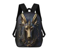 sinyumoney Cartoon Gold Relief Anubis Ancient 3D Printed 17 Inch School Children's Backpacks 3D Printed Cool School Bag for Boys Elementary And Middle