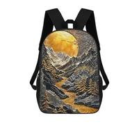 sinyumoney Cartoon Golden River Sunset Children's 17 Inch Backpacks 3D Printed Backpack for Kids Travel Rucksacks Book Bags Kids School Bag