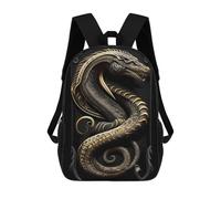 sinyumoney Cartoon Golden Serpent Art Deco Children's 17 Inch Backpacks 3D Printed Backpack for Kids Travel Rucksacks Book Bags Kids School Bag