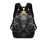 sinyumoney Cartoon Golden Skull Cthulhu 3D Printed 17 Inch School Children's Backpacks 3D Printed Cool School Bag for Boys Elementary And Middle