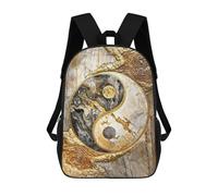 sinyumoney Cartoon Golden Yin And Yang Unity Children's 17 Inch Backpacks 3D Printed Rucksack for Kids Travel Rucksacks Book Bags Kids School Bag