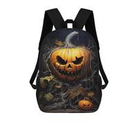 sinyumoney Cartoon Halloween Jack-o'-Lantern Decorations 3D Printed 17 Inch School Children's Backpacks 3D Printed Cool School Bag for Boys Elementary And Middle