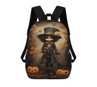 sinyumoney Cartoon Halloween Witch Costume Artwork 3D Printed 17 Inch School Children's Backpacks 3D Printed Cool School Bag for Boys Elementary And Middle