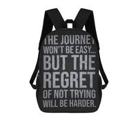 sinyumoney Cartoon Hard Journey Vs Regret - Success Motivational Children's 17 Inch Backpacks 3D Printed Backpack for Kids Travel Rucksacks Book Bags Kids School Bag