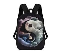 sinyumoney Cartoon Heavenly Harmony Yin Yang 3D Printed 17 Inch School Children's Backpacks 3D Printed Cool School Bag for Boys Elementary And Middle