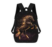 sinyumoney Cartoon Horse Golden Galactlc Children's 17 Inch Backpacks 3D Printed Rucksack for Kids Travel Rucksacks Book Bags Kids School Bag