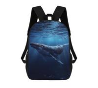 sinyumoney Cartoon Humpback Whale Underwater Children's 17 Inch Backpacks 3D Printed Backpack for Kids Travel Rucksacks Book Bags Kids School Bag