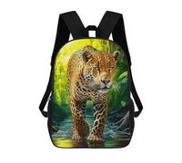 sinyumoney Cartoon Jaguar 3D Printed 17 Inch School Children's Backpacks 3D Printed Cool School Bag for Boys Elementary And Middle