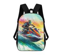 sinyumoney Cartoon Jet Ski Rider 3D Printed 17 Inch School Children's Backpacks 3D Printed Cool School Bag for Boys Elementary And Middle