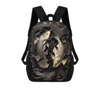sinyumoney Cartoon King Fish Golden Art Deco Children's 17 Inch Backpacks 3D Printed Rucksack for Kids Travel Rucksacks Book Bags Kids School Bag