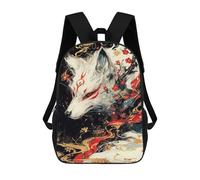 sinyumoney Cartoon Kitsune Fox Painting 3D Printed 17 Inch School Children's Backpacks 3D Printed Cool School Bag for Boys Elementary And Middle