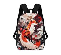 sinyumoney Cartoon Kitsune with Red Moon Children's 17 Inch Backpacks 3D Printed Rucksack for Kids Travel Rucksacks Book Bags Kids School Bag