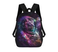 sinyumoney Cartoon Lion Astronaut in Space -10 Children's 17 Inch Backpacks 3D Printed Rucksack for Kids Travel Rucksacks Book Bags Kids School Bag