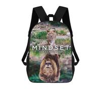 sinyumoney Cartoon Lion Mindset Is Everything Children's 17 Inch Backpacks 3D Printed Rucksack for Kids Travel Rucksacks Book Bags Kids School Bag