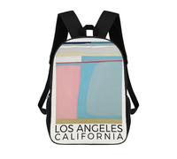 sinyumoney Cartoon Los Angeles California 3D Printed 17 Inch School Children's Backpacks 3D Printed Cool School Bag for Boys Elementary And Middle