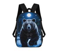 sinyumoney Cartoon Lunar Guardian - Ethereal Winter Sentinel Under The Frosted Moon 3D Printed 17 Inch School Children's Backpacks 3D Printed Cool School Bag for Boys Elementary And Middle