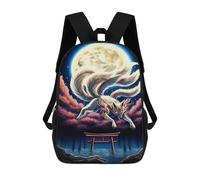 sinyumoney Cartoon Magical Nine Tailed Fox Children's 17 Inch Backpacks 3D Printed Backpack for Kids Travel Rucksacks Book Bags Kids School Bag