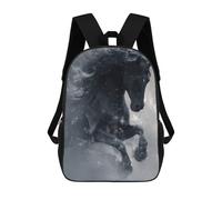 sinyumoney Cartoon Majestic Black Horse in Motion Children's 17 Inch Backpacks 3D Printed Backpack for Kids Travel Rucksacks Book Bags Kids School Bag
