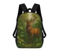 sinyumoney Cartoon Majestic Deer in Lush Forest Children's 17 Inch Backpacks 3D Printed Backpack for Kids Travel Rucksacks Book Bags Kids School Bag