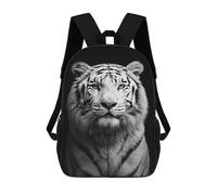 sinyumoney Cartoon Monochrome Tiger Portrait Children's 17 Inch Backpacks 3D Printed Backpack for Kids Travel Rucksacks Book Bags Kids School Bag