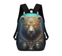 sinyumoney Cartoon Mystical Cosmic Bear Children's 17 Inch Backpacks 3D Printed Backpack for Kids Travel Rucksacks Book Bags Kids School Bag