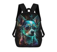 sinyumoney Cartoon Neon Dog Glasses Art Print Children's 17 Inch Backpacks 3D Printed Backpack for Kids Travel Rucksacks Book Bags Kids School Bag