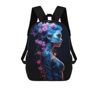 sinyumoney Cartoon Neon Floral Girl 3D Printed 17 Inch School Children's Backpacks 3D Printed Cool School Bag for Boys Elementary And Middle