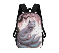 sinyumoney Cartoon Nine-tailed Fox Under Cherry Blossoms 3D Printed 17 Inch School Children's Backpacks 3D Printed Cool School Bag for Boys Elementary And Middle