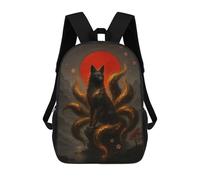 sinyumoney Cartoon Nine-tailed Fox with Red Moon Children's 17 Inch Backpacks 3D Printed Backpack for Kids Travel Rucksacks Book Bags Kids School Bag