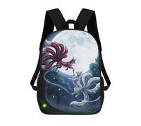 sinyumoney Cartoon Nine-tailed Foxes Moonlight Children's 17 Inch Backpacks 3D Printed Backpack for Kids Travel Rucksacks Book Bags Kids School Bag