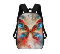 sinyumoney Cartoon Ornate Butterfly Watercolor Painting 3D Printed 17 Inch School Children's Backpacks 3D Printed Cool School Bag for Boys Elementary And Middle