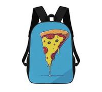 sinyumoney Cartoon Pizza Slice on Blue Background School Bag Backpack Teen Schoolbag 3D Printing Adjustable Schoolbag Fashion Pocket Bag for Kids Boys Girls Students And Teenagers Fans 17inch