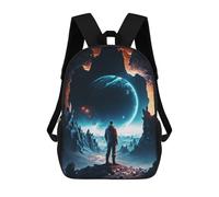 sinyumoney Cartoon Planet Galaxy Charm Children's 17 Inch Backpacks 3D Printed Backpack for Kids Travel Rucksacks Book Bags Kids School Bag