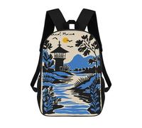 sinyumoney Cartoon Portland, Maine Landscape Illustration Children's 17 Inch Backpacks 3D Printed Rucksack for Kids Travel Rucksacks Book Bags Kids School Bag