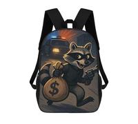 sinyumoney Cartoon Raccoon Bandit with Money Bag Backpack School Bag Business Laptop Rucksack Bag Unisex Casual Daypack for Teenage Girls Boys Women Men 17inch