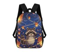 sinyumoney Cartoon Raccoon with Lanterns And Petals Children's Backpacks School Backpack 3D Printed Backpack for Kids Travel Rucksacks Book Bags Kids School Bag 17inch