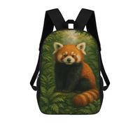 sinyumoney Cartoon Red Panda Portrait in Lush Forest Children's 17 Inch Backpacks 3D Printed Rucksack for Kids Travel Rucksacks Book Bags Kids School Bag